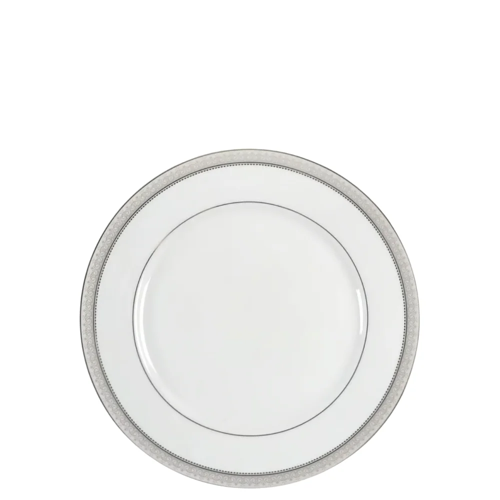 (Set 4) Mikasa Sterling Crown - Elegant White & Silver Dinner Plates -  B